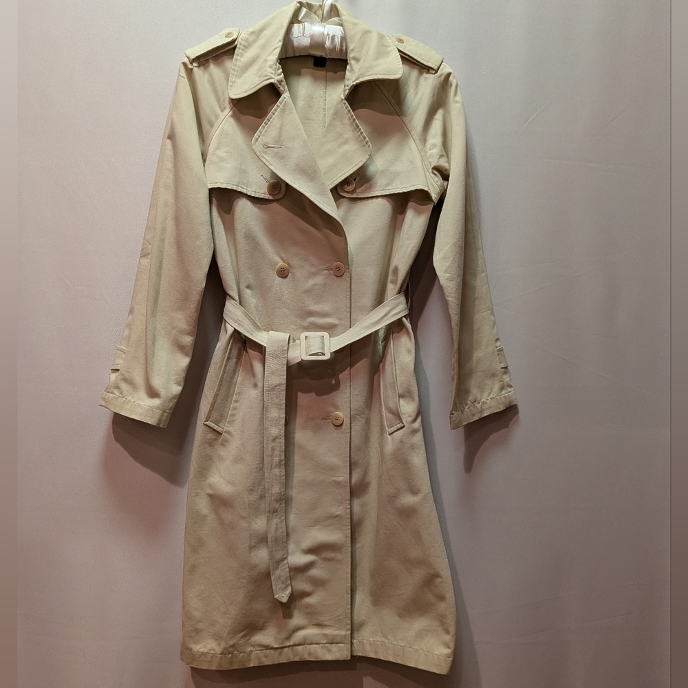 Club Monaco Light Beige Double-Breasted Trench Coat with Belt